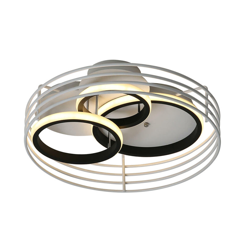 Contemporary Acrylic Flush Mount Ceiling Light With Overlapping Rings - 16’/19.5’ Wide Led