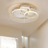 Contemporary Acrylic Flush Mount Ceiling Light With Overlapping Rings - 16/19.5 Wide Led Black/White