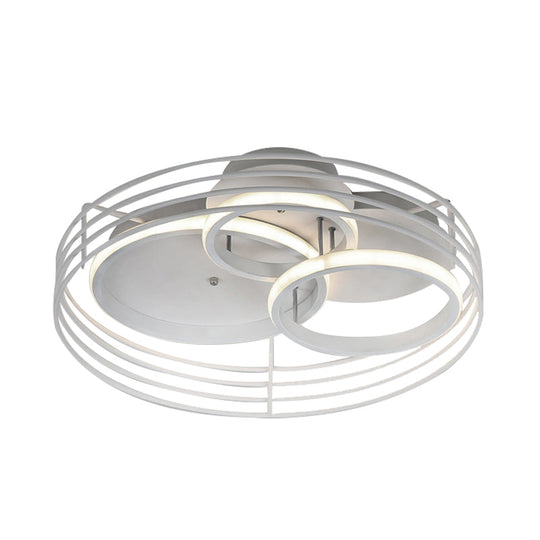 Contemporary Acrylic Flush Mount Ceiling Light With Overlapping Rings - 16/19.5 Wide Led Black/White