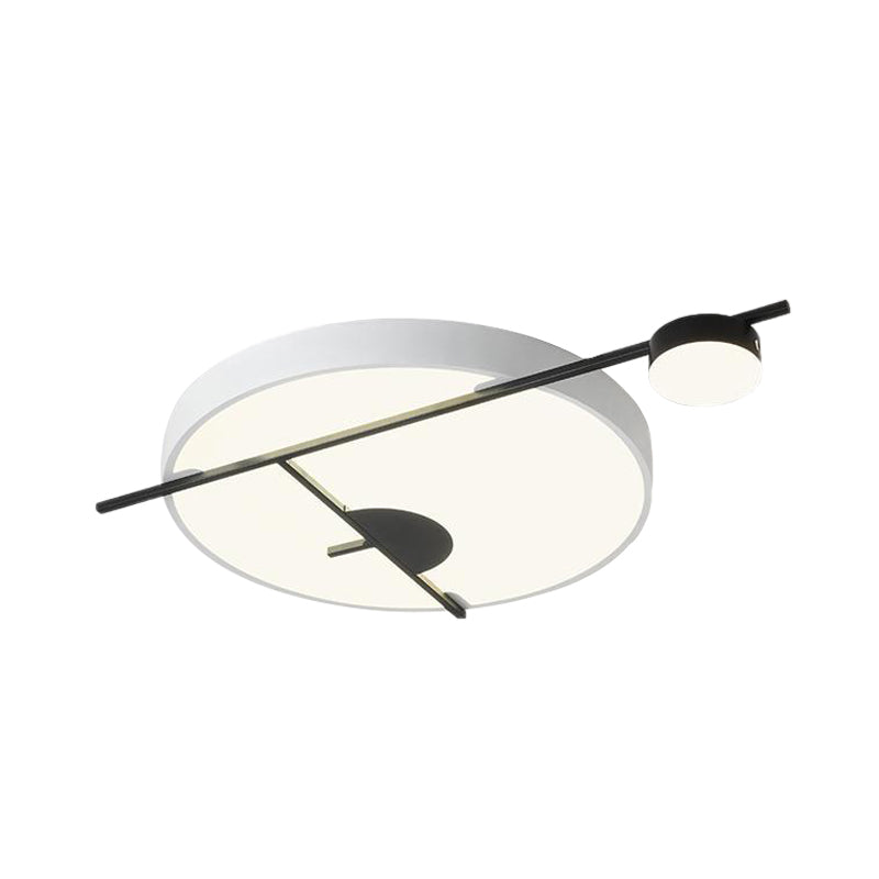 Modernist Led Flush Mount Ceiling Lamp Black/White - Gold Drum Fixture Acrylic Shade Warm/White
