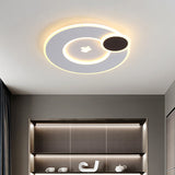 Modern Acrylic Led Flush Mount Light Fixture With Maple Leaf Pattern - 16/19.5 Wide Black/White