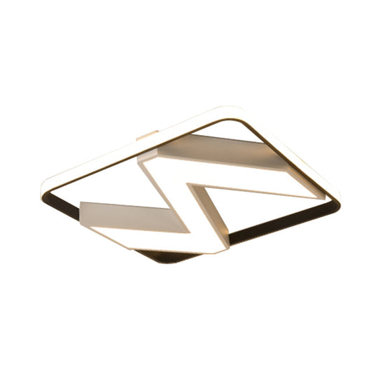 Modernist Black And White 18/21.5 Flush Mount With Metallic Wavy Design White/Warm Led Lighting