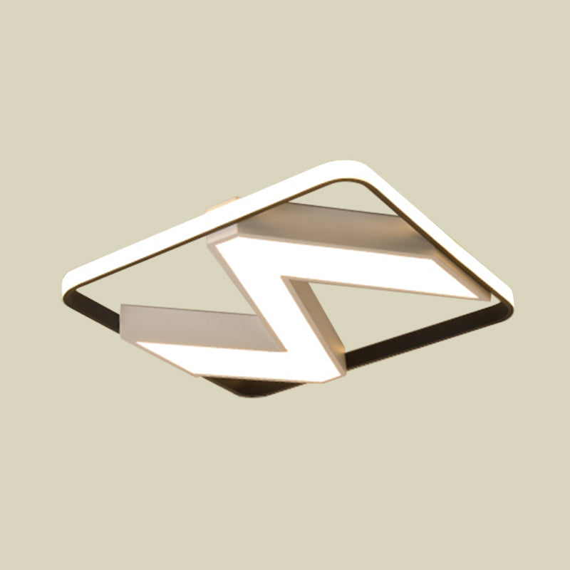 Modernist Black And White 18/21.5 Flush Mount With Metallic Wavy Design White/Warm Led Lighting