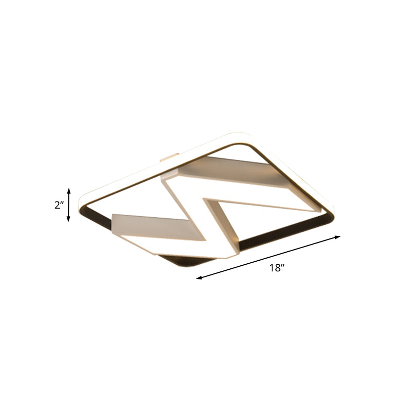 Modernist Black And White 18’’/21.5’’ Flush Mount With Metallic Wavy Design White/Warm Led Lighting