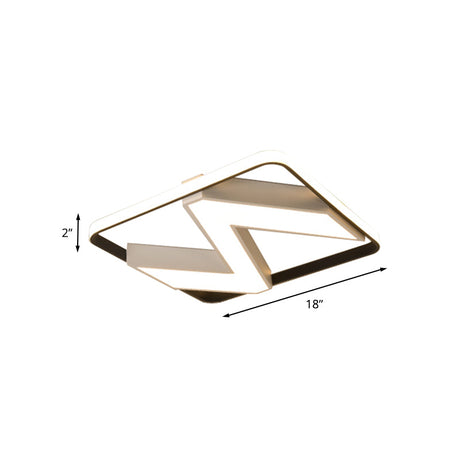 Modernist Black And White 18/21.5 Flush Mount With Metallic Wavy Design White/Warm Led Lighting