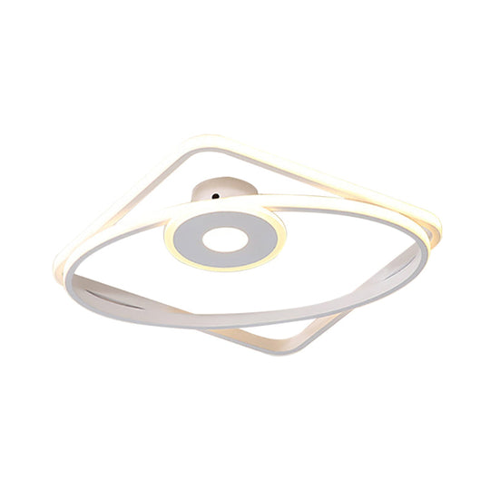 Led Geometric Flush Mount Ceiling Light Fixture In Contemporary White/Black With Acrylic Shade