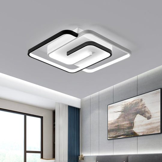 Modernist Black And White Led Flush Mount Ceiling Light For Bedroom 18’/21.5’ Wide