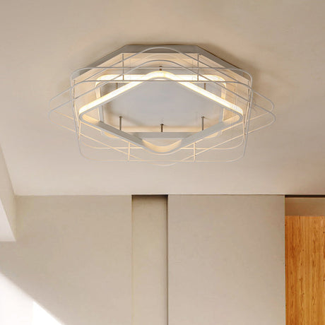 Modernist Acrylic Square Frame Flush Mount Lamp: 20.5/25 Wide Black/White Led Ceiling Fixture For