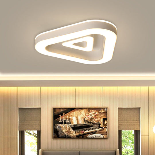 Contemporary Triangular Flush Mount Led Ceiling Light - 18’/21.5’ Wide Black/White Ideal For