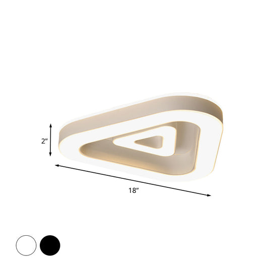 Contemporary Triangular Flush Mount Led Ceiling Light - 18/21.5 Wide Black/White Ideal For Bedrooms