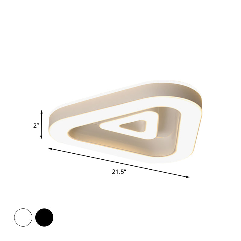Contemporary Triangular Flush Mount Led Ceiling Light - 18’/21.5’ Wide Black/White Ideal For