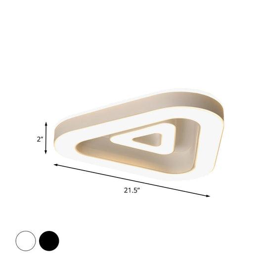 Contemporary Triangular Flush Mount Led Ceiling Light - 18’/21.5’ Wide Black/White Ideal For