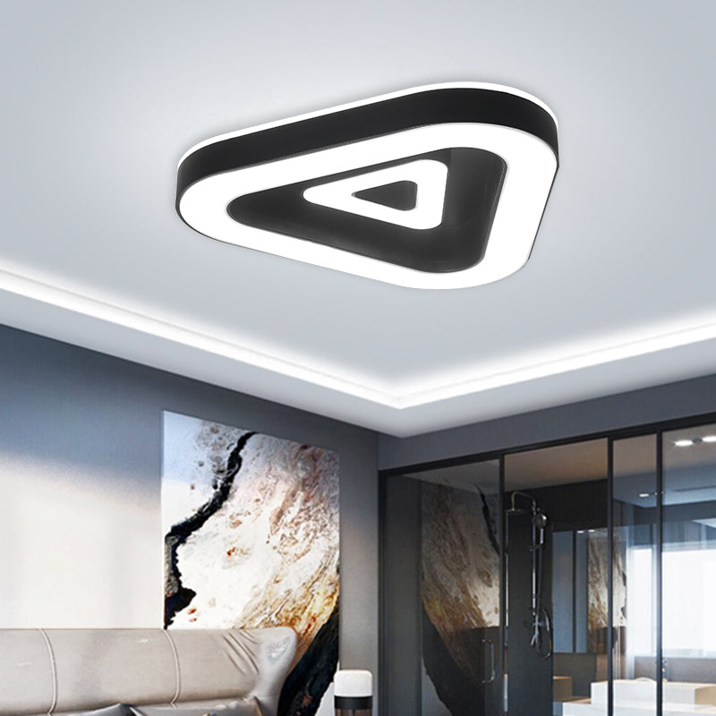 Contemporary Triangular Flush Mount Led Ceiling Light - 18’/21.5’ Wide Black/White Ideal For