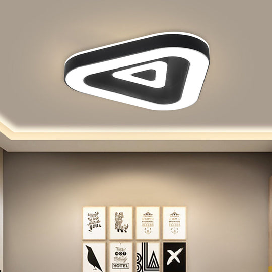Contemporary Triangular Flush Mount Led Ceiling Light - 18’/21.5’ Wide Black/White Ideal For