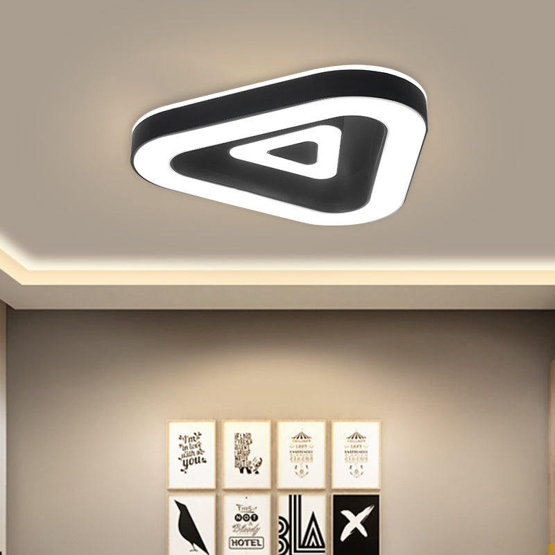 Contemporary Triangular Flush Mount Led Ceiling Light - 18/21.5 Wide Black/White Ideal For Bedrooms