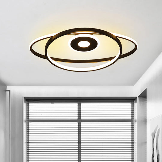 Minimalist Geometric Frame Led Flush Pendant Light For Bedroom With Warm/White Lighting Black /