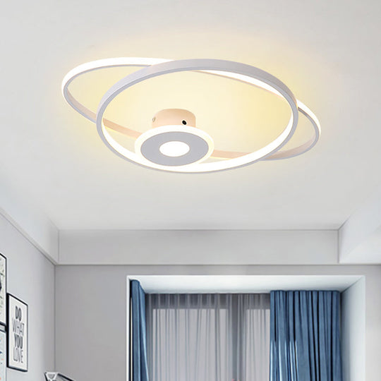 Minimalist Geometric Frame Led Flush Pendant Light For Bedroom With Warm/White Lighting White /