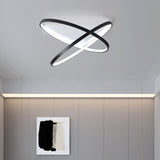 Modernist Dual Rings Led Flush Mount Ceiling Lamp In Black 16.5/20.5 W / 16.5