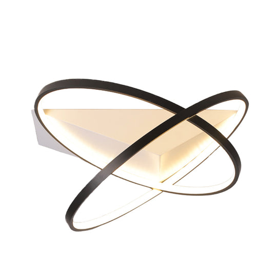 Modernist Dual Rings Led Flush Mount Ceiling Lamp In Black 16.5/20.5 W