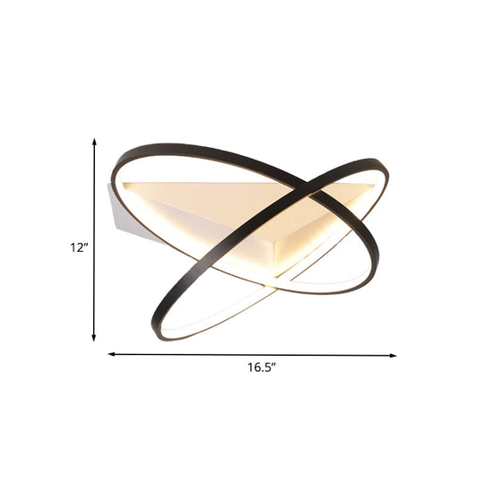 Modernist Dual Rings Led Flush Mount Ceiling Lamp In Black 16.5’/20.5’ W