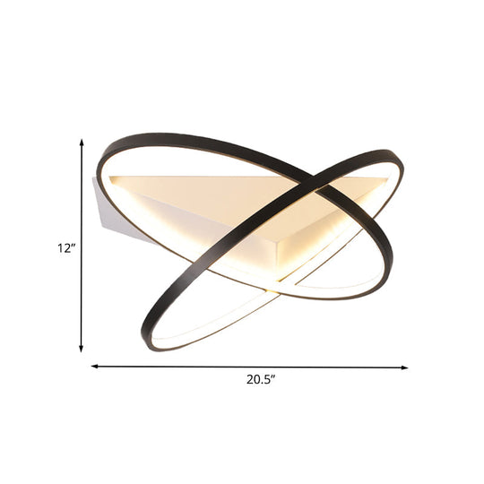 Modernist Dual Rings Led Flush Mount Ceiling Lamp In Black 16.5’/20.5’ W