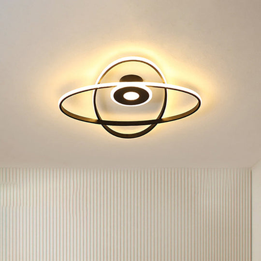 Contemporary Black/White Led Flush Mount Ceiling Light With Oval Frame Acrylic Shade - Warm/White