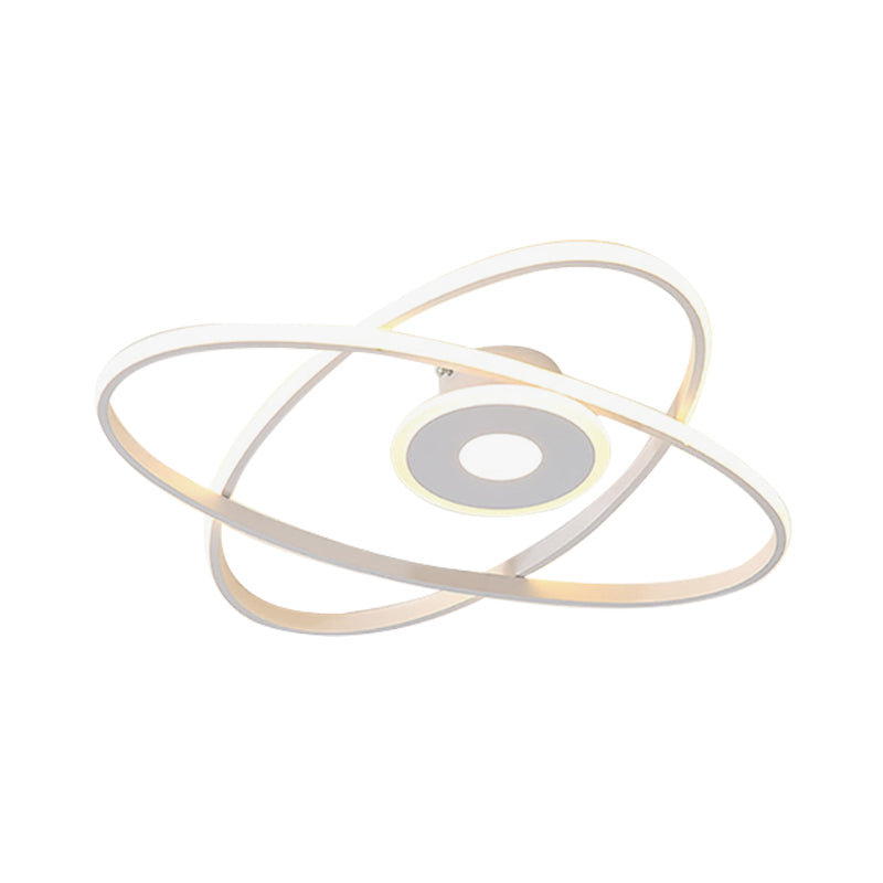 Contemporary Black/White Led Flush Mount Ceiling Light With Oval Frame Acrylic Shade - Warm/White