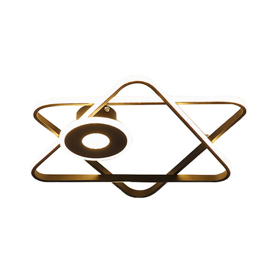 Minimalist Black/White Dual Triangular Frame Led Flush Light Fixture In Warm/White