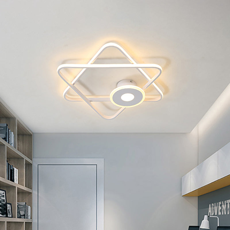 Minimalist Black/White Dual Triangular Frame Led Flush Light Fixture In Warm/White White / Warm