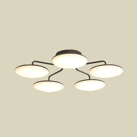 Modern Black Led Ceiling Mount Light With Curved Acrylic Branches - Perfect For Bedrooms