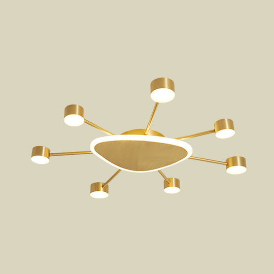 Modern Metal Brass Starburst Led Ceiling Light - Triangular 14’/24.5’ Wide Flush Mount With