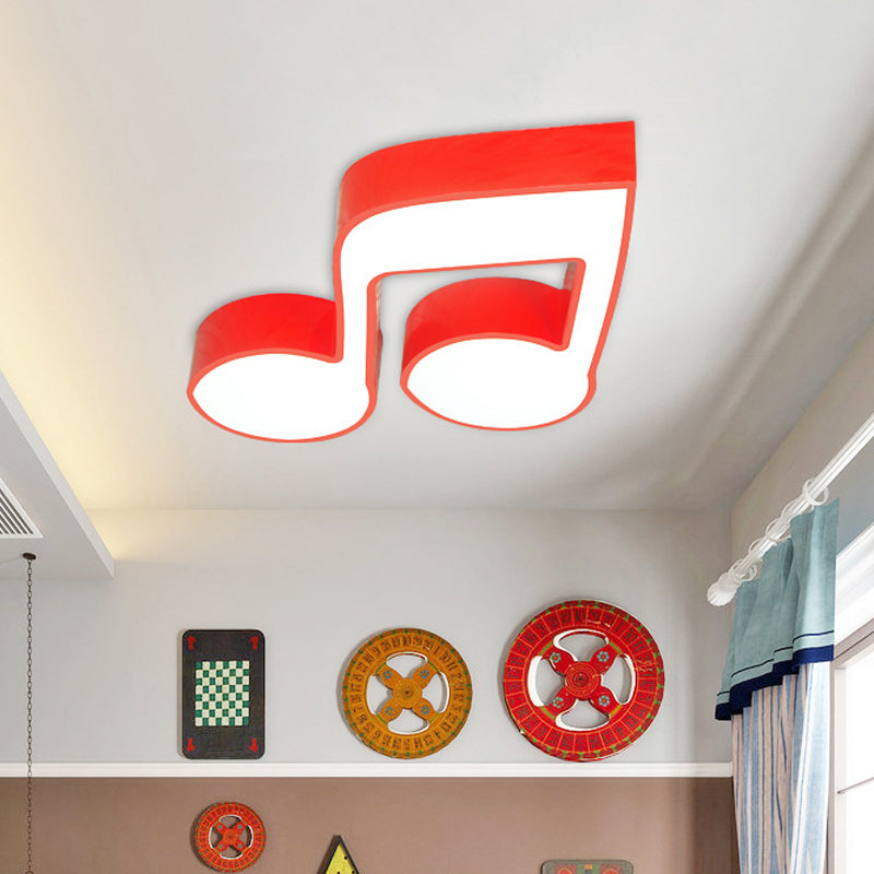 Musical Note Led Ceiling Lamp In Red/Green/Yellow For Kindergarten Red