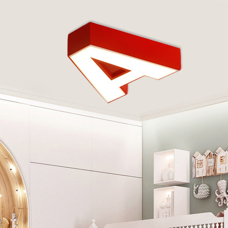 Kid’s Alphabet Led Flush Mount Light Fixture For Kindergarten - Green/Red/Blue Colors Red