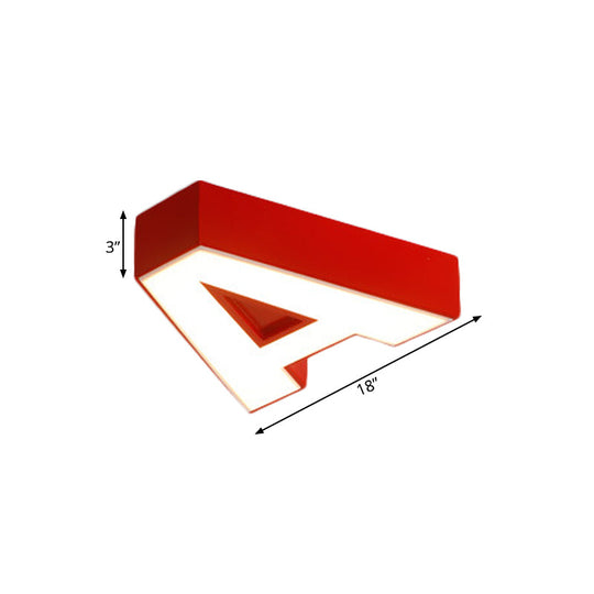 Kid’s Alphabet Led Flush Mount Light Fixture For Kindergarten - Green/Red/Blue Colors