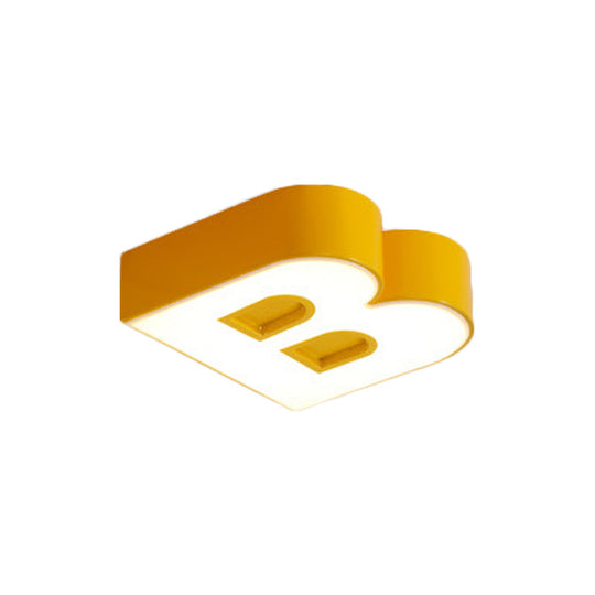 Kids Alphabet Led Flush Mount Light Fixture For Kindergarten - Green/Red/Blue Colors