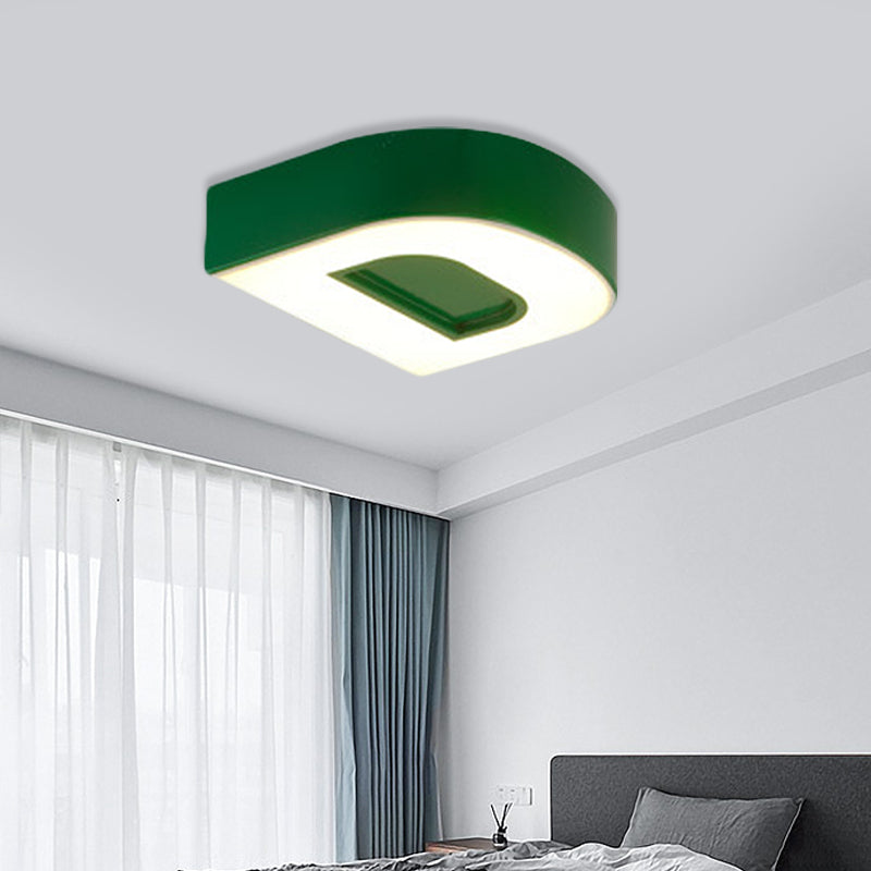 Kid’s Alphabet Led Flush Mount Light Fixture For Kindergarten - Green/Red/Blue Colors