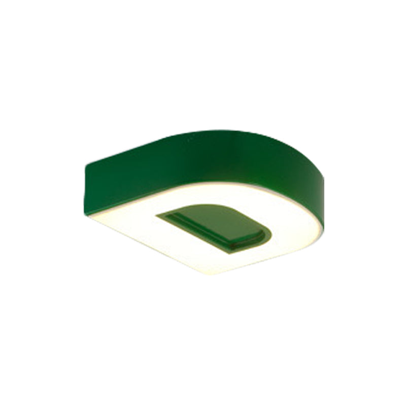 Kid’s Alphabet Led Flush Mount Light Fixture For Kindergarten - Green/Red/Blue Colors