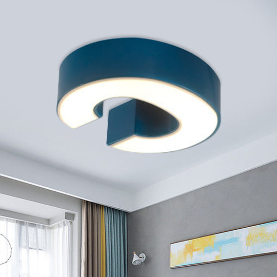 Kids Alphabet Led Flush Mount Light Fixture For Kindergarten - Green/Red/Blue Colors Blue