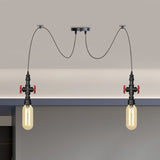 Vintage Amber Glass Multi Pendant Light - 2/3/6-Light Coffee Shop Led Swag Suspension Lamp In Black