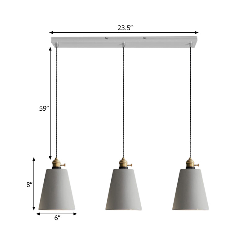 Vintage 3-Light Pendant Lamp Kit With Multiple Cement Shades In Grey - Restaurant Lighting