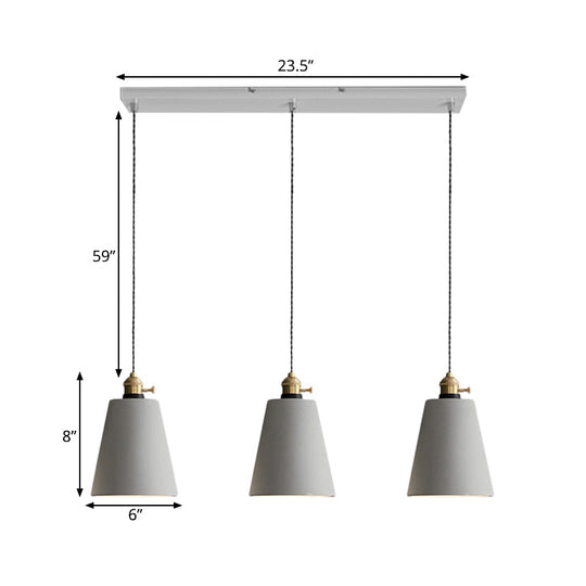 Vintage 3-Light Pendant Lamp Kit With Multiple Cement Shades In Grey - Restaurant Lighting