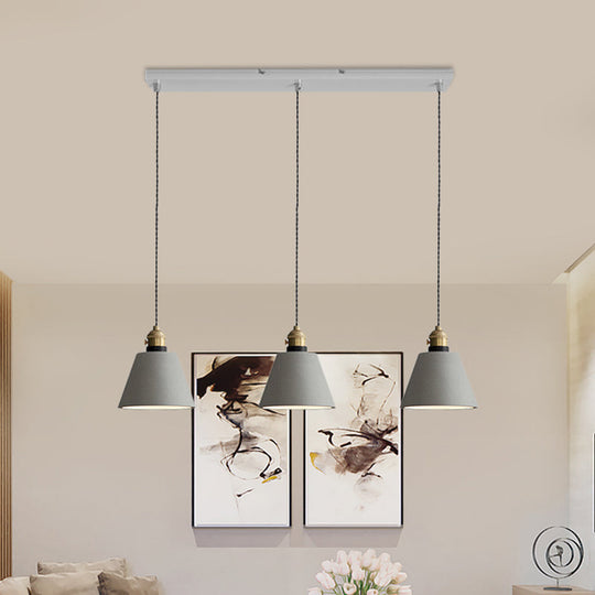Vintage 3-Light Pendant Lamp Kit With Multiple Cement Shades In Grey - Restaurant Lighting