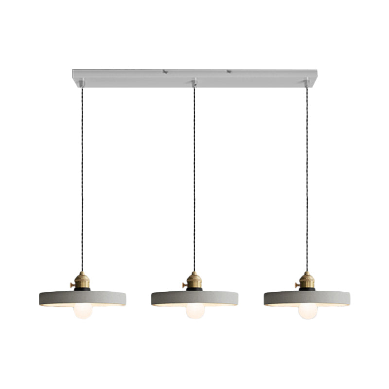 Vintage 3-Light Pendant Lamp Kit With Multiple Cement Shades In Grey - Restaurant Lighting