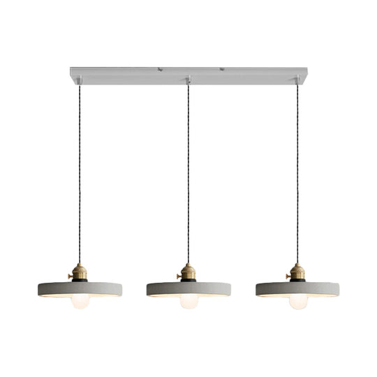 Vintage 3-Light Pendant Lamp Kit With Multiple Cement Shades In Grey - Restaurant Lighting