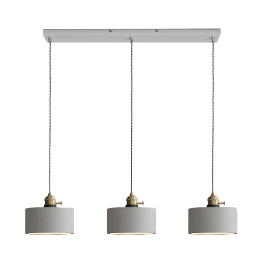 Vintage 3-Light Pendant Lamp Kit With Multiple Cement Shades In Grey - Restaurant Lighting