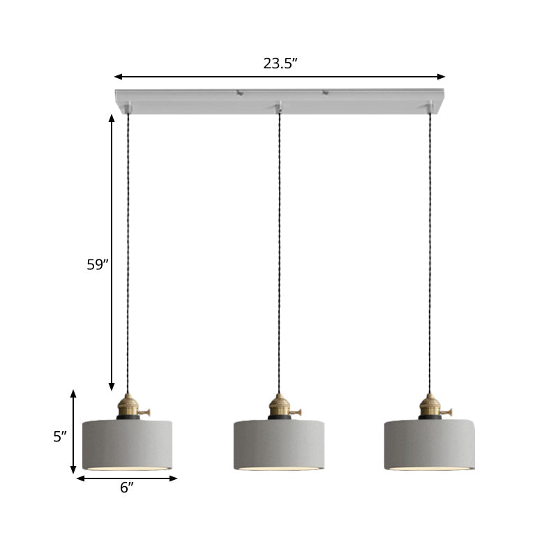 Vintage 3-Light Pendant Lamp Kit With Multiple Cement Shades In Grey - Restaurant Lighting