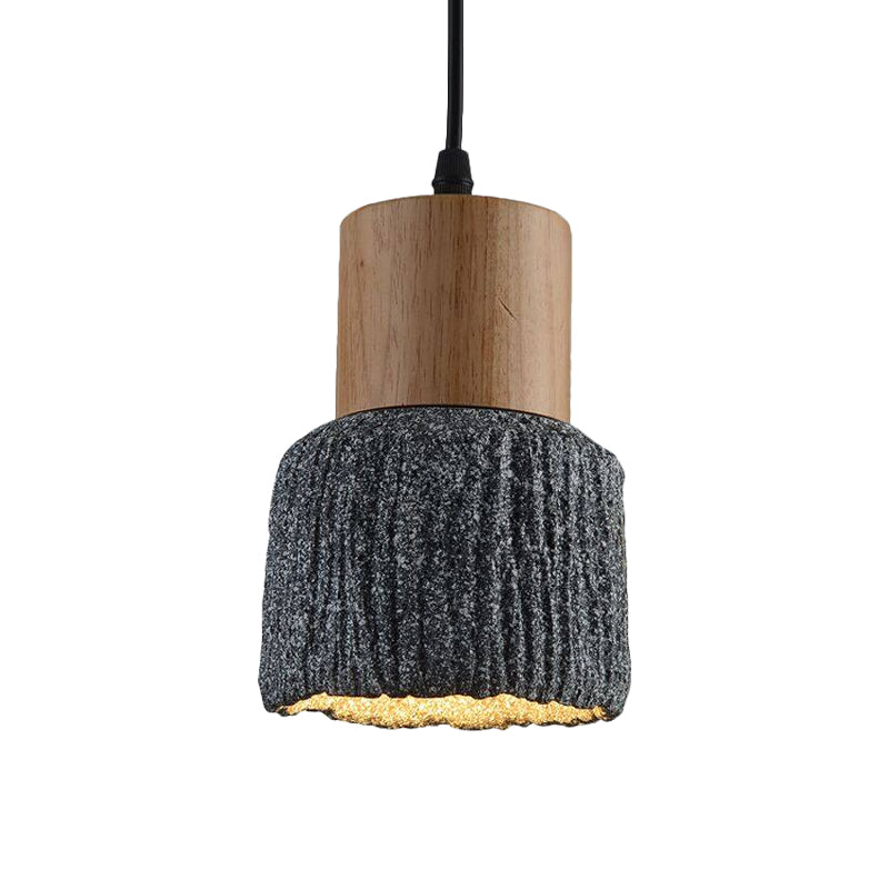 Antiqued Cup-Shape Ceiling Light: Cement Hanging Pendant Lamp (1 Head) - Silver/Black/Bronze With