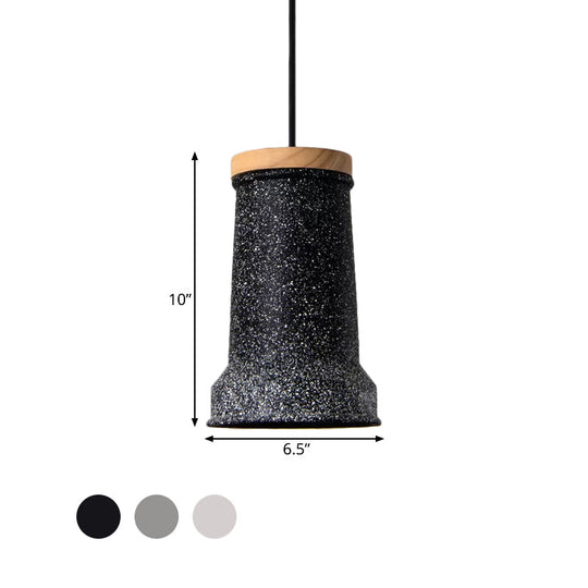 Industrial Cement Pendant Lamp - Black/Grey/White Cylinder Hanging Light For Restaurants (1-Head)
