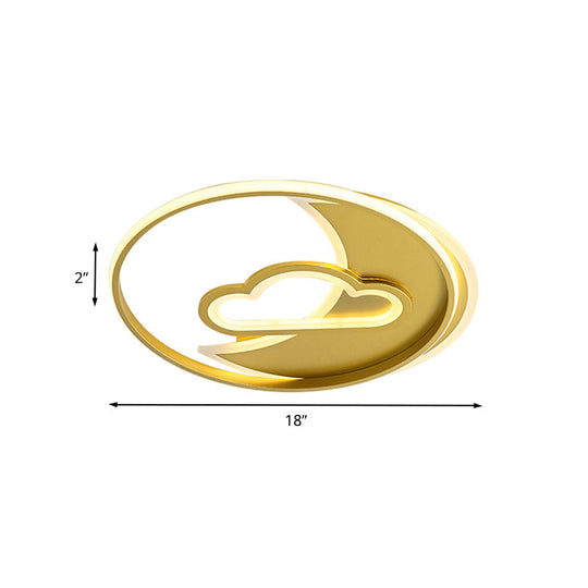 Contemporary Gold Led Ceiling Lamp With Star/Loving Heart Acrylic Shade - Flush Mount Fixture For