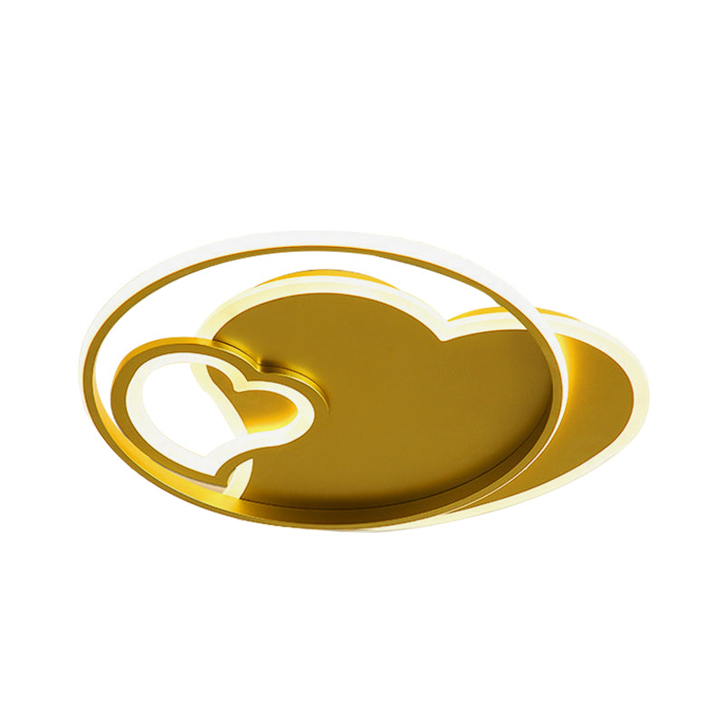 Contemporary Gold Led Ceiling Lamp With Star/Loving Heart Acrylic Shade - Flush Mount Fixture For